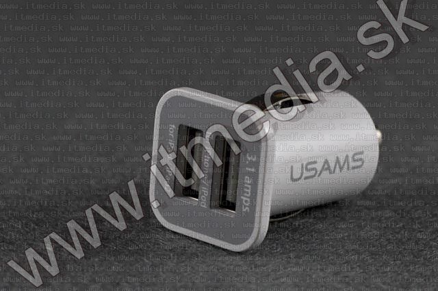 Image of Universal 12-24V Car charger Twin socket USB 3100mA iPhone iPad *White* (IT9742)